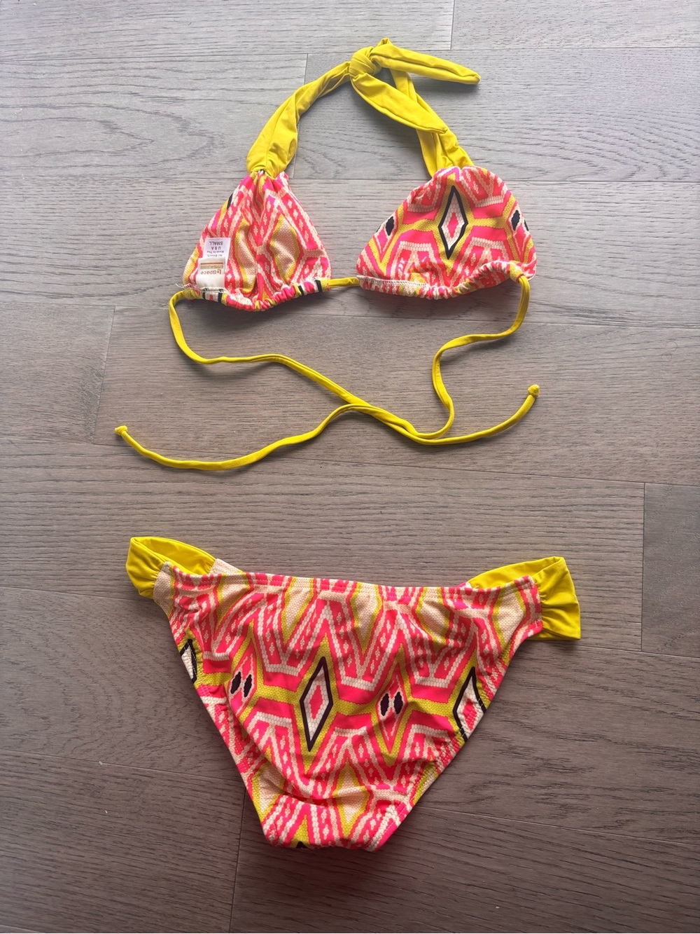 l*space Girls' Pink & Yellow Patterned Bikini Set - Picture 2 of 4
